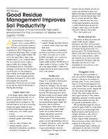Good Residue Management Improves Soil Productivity