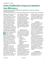 Foliar Fertilization Improves Nutrient Use Efficiency