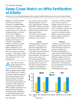 Keep Close Watch on NPKs Fertilization of Alfalfa