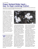 Proper Nutrient/Water Input—Key To High-yielding Cotton