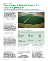 Thiosulfates: A Reliable Source For Sulfur in Agriculture