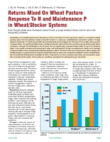 Returns Mixed On Wheat Pasture Response To N and Maintenance P in Wheat/Stocker Systems