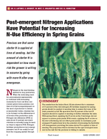 Post-emergent Nitrogen Applications Have Potential for Increasing N-Use Efficiency in Spring Grains
