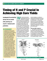 Timing of N and P Crucial In Achieving High Corn Yields