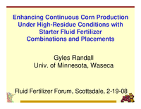 Enhancing Continuous Corn Production Under High-Residue Conditions with Starter Fluid Fertilizer Combinations and Placements