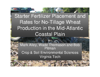Starter Fertilizer Placement and Rates for No-Tillage Wheat Production in the Mid-Atlantic Coastal Plain