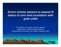 Active remote sensors to assess N status of corn and correlation with grain yield