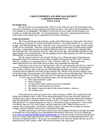 Farm Economics and Risk Management – A Grower Perspective