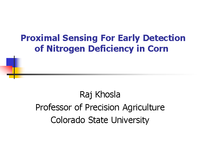 Proximal Sensing For Early Detection of Nitrogen Deficiency in Corn