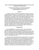 High Yield Irrigated Corn: Implementing Research and Adapting for Profitable Production