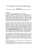 Role of Zinc Nutrition in Crop Production and Human Nutrition