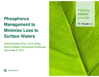 Phosphorus Management to Minimize Loss to Surface Waters