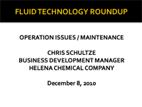 Fluid Plant Operation Issues and Maintenance