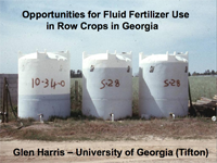 Opportunities for Fluid Fertilizer Use in Row Crops in Georgia
