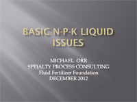 Basic N-P-K Liquid Blending Issues