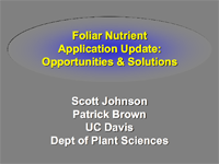 Foliar Nutrient Application Update: Opportunities & Solutions