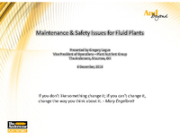 Maintenance & Safety Issues for Fluid Plants