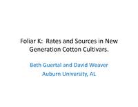 Foliar K: Rates and Sources in New Generation Cotton Cultivars