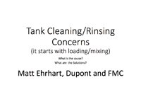 Tank Cleaning/Rinsing Concerns