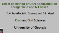 Effect of Method of UAN Application on Forage Yield and N Losses – Franklin, Cabrera, and Kissel